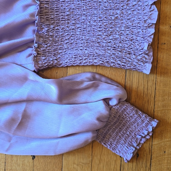 NWT, Leyden, Smocked Cowl-Back Top Pale Lavender Blouse, Women's M - Picture 7 of 15